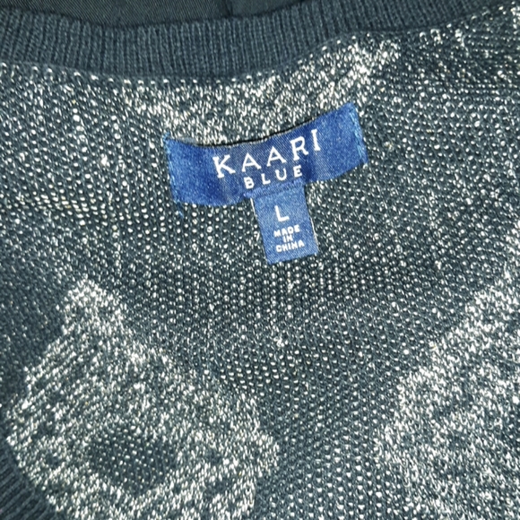 New Metallic V-Neck TwoFer Layered Look Sweater - Picture 8 of 8